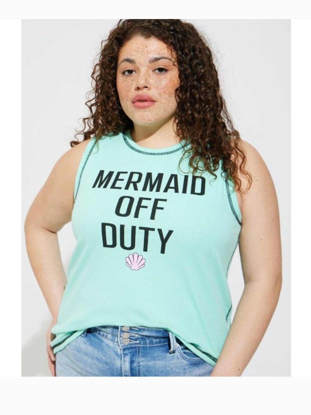 NWOT Torrid Disney The Little Mermaid Off Duty Rib Fitted High Neck Tank Size 2X